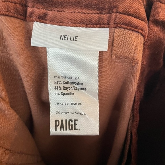 NWOT PAIGE Brown Velvet High Rise Straight Leg Nellie Pants Size 29 - Picture 10 of 10